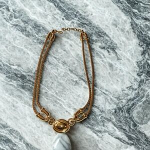 Monet Gold and White Necklace Double-Strand Design